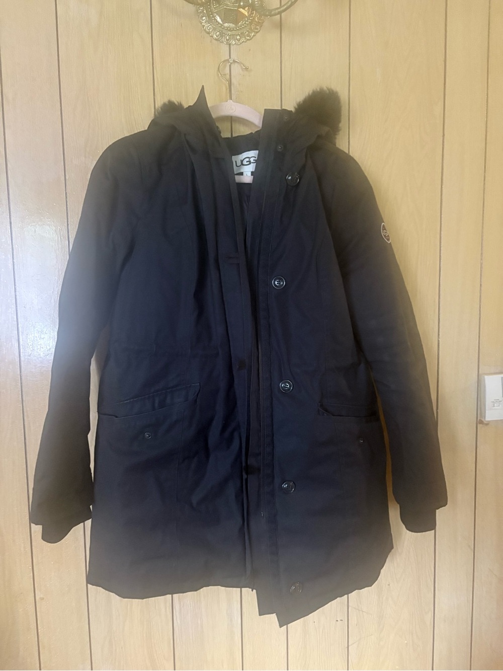 UGG Black Jacket with Pale Pink Trim